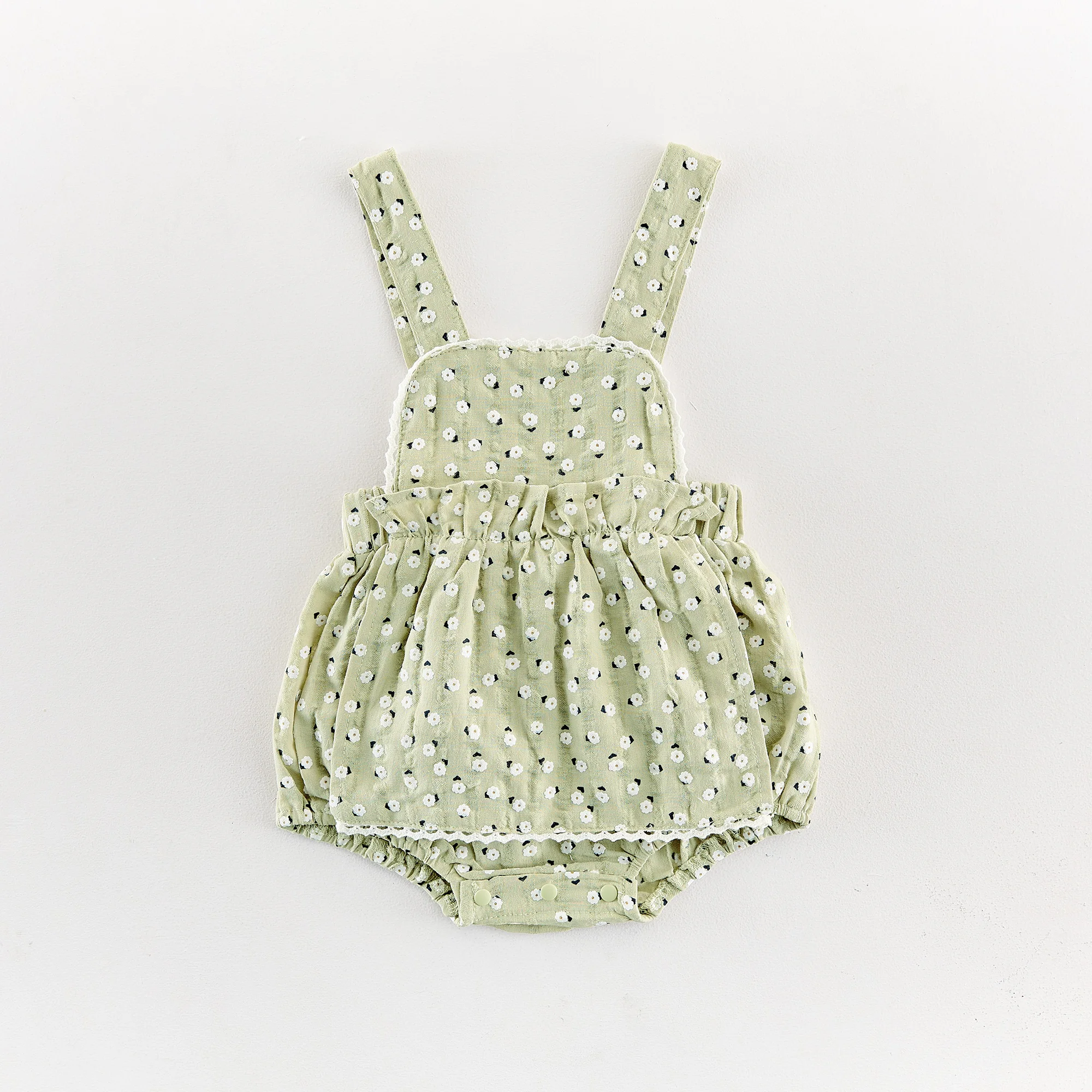 Süße und bezaubernde Sommer-Babyoveralls mit einem niedlichen dreieckigen Einteiler-Design, perfekt für alle Gelegenheiten. Image