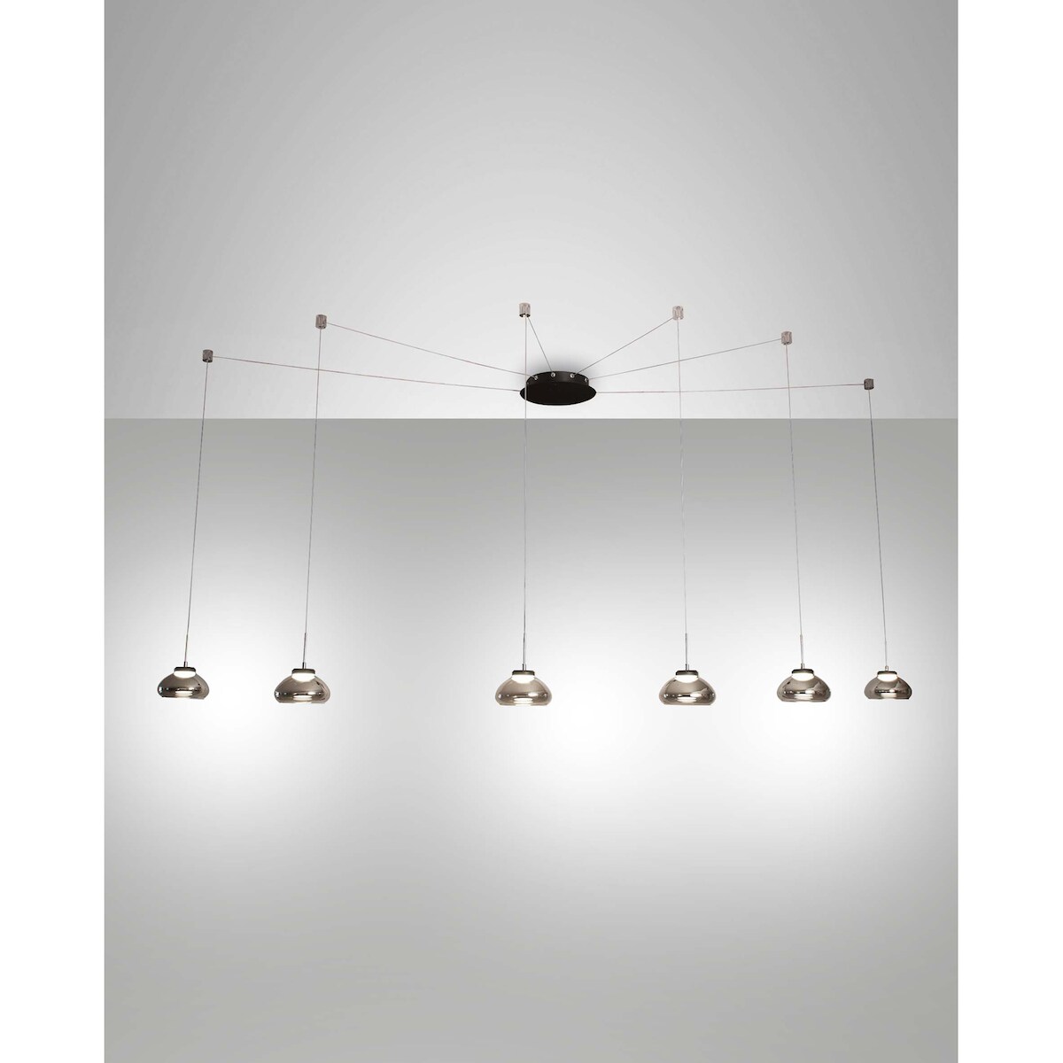 Arabella LED-Hängeleuchter aus Metall und geblasenem Rauchglas 3547-46-126 Fabas Luce Image