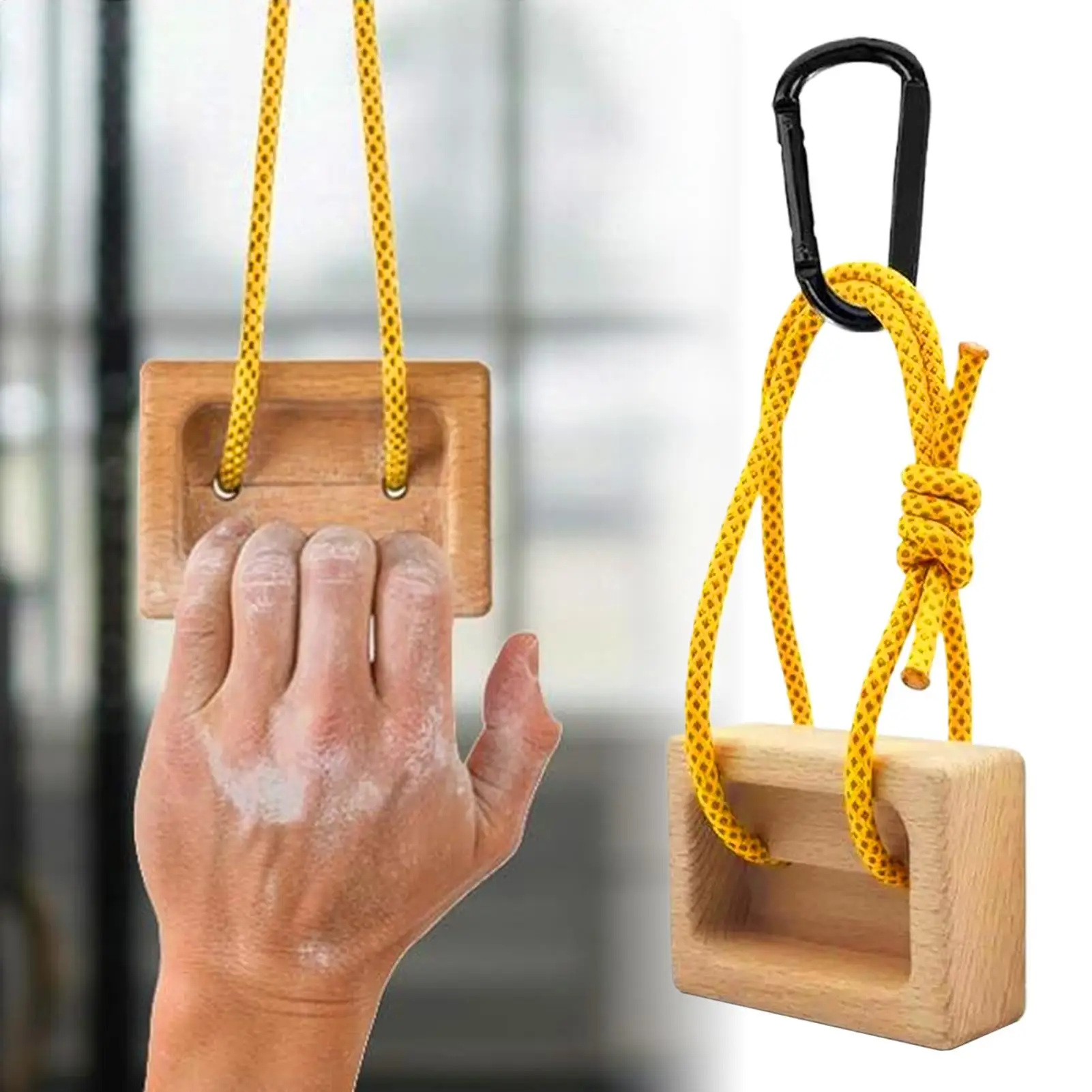 Tragbares Hangboard 1 Paar Holz-Fingerboard Kletterbrett für Kletterer Baum-Handspielplatz zur Verbesserung der Griffkraft Image