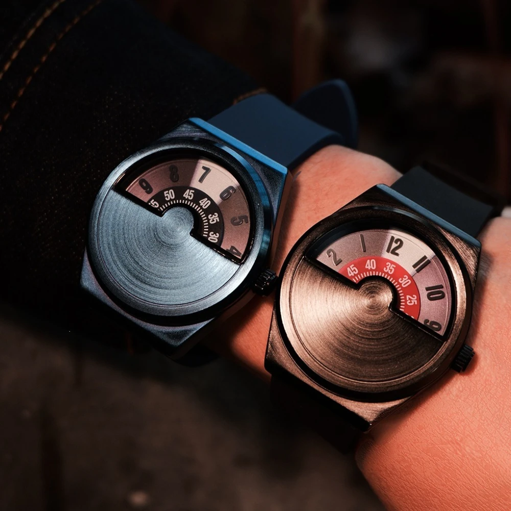 Y2K Einfache Trendige Kreative Einzigartige Design Punk-Stil Quarzuhr Herren Klassische Schwarze Gummi Leuchtende Männer-Armbanduhr Relogio Image