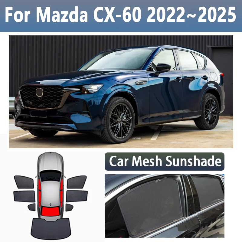 Für Mazda CX-60 2022 2023 2024 2025 Auto Mesh Sonnenschutz Wärmedämmung Licht Blockieren Sonnenschutz Vorhänge Privatsphäre Auto Zubehör Image