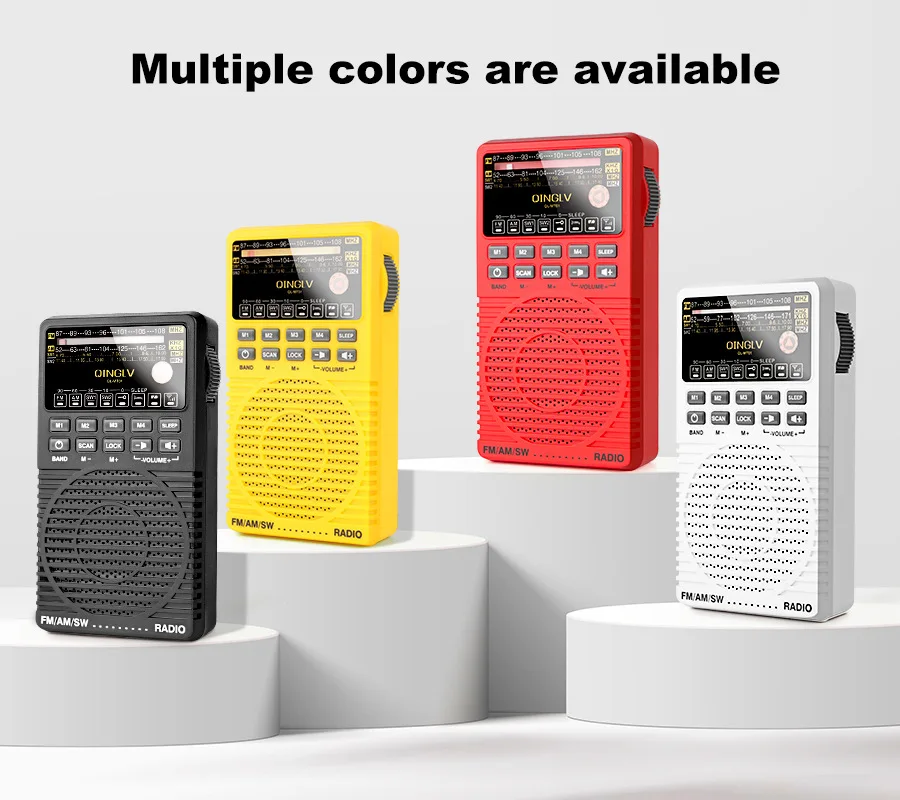 Tragbares Mini-FM-AM-SW-Radio, batteriebetriebener DSP-Radio-Empfänger mit Lautsprecher, 3,5-mm-Kopfhöreranschluss, zeitgesteuertes Abschaltradio Image