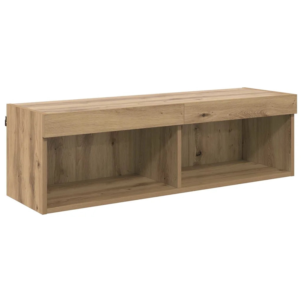 Helloshop26 - Modernes wandmontiertes TV-Möbel mit Ablagen 100 x 30 x 30 cm minimalistisches Design Oberfläche in Eichenholzoptik 02_0052829 Image