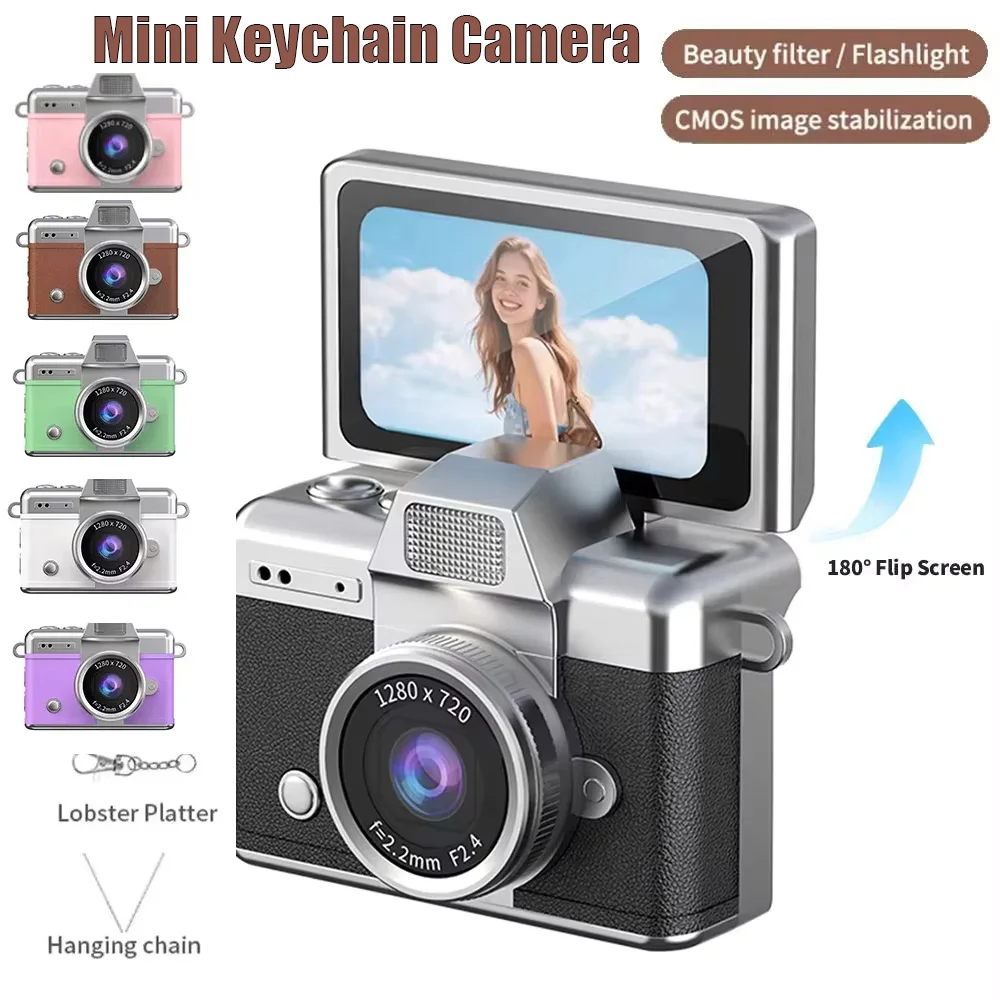 Mini-Schlüsselanhänger-Kamera 1,47 Zoll Klappbildschirm Digitalkamera HD Taschen-Camcorder CCD für Kinder Geschenk Geburtstag Neujahr Videorekorder Image