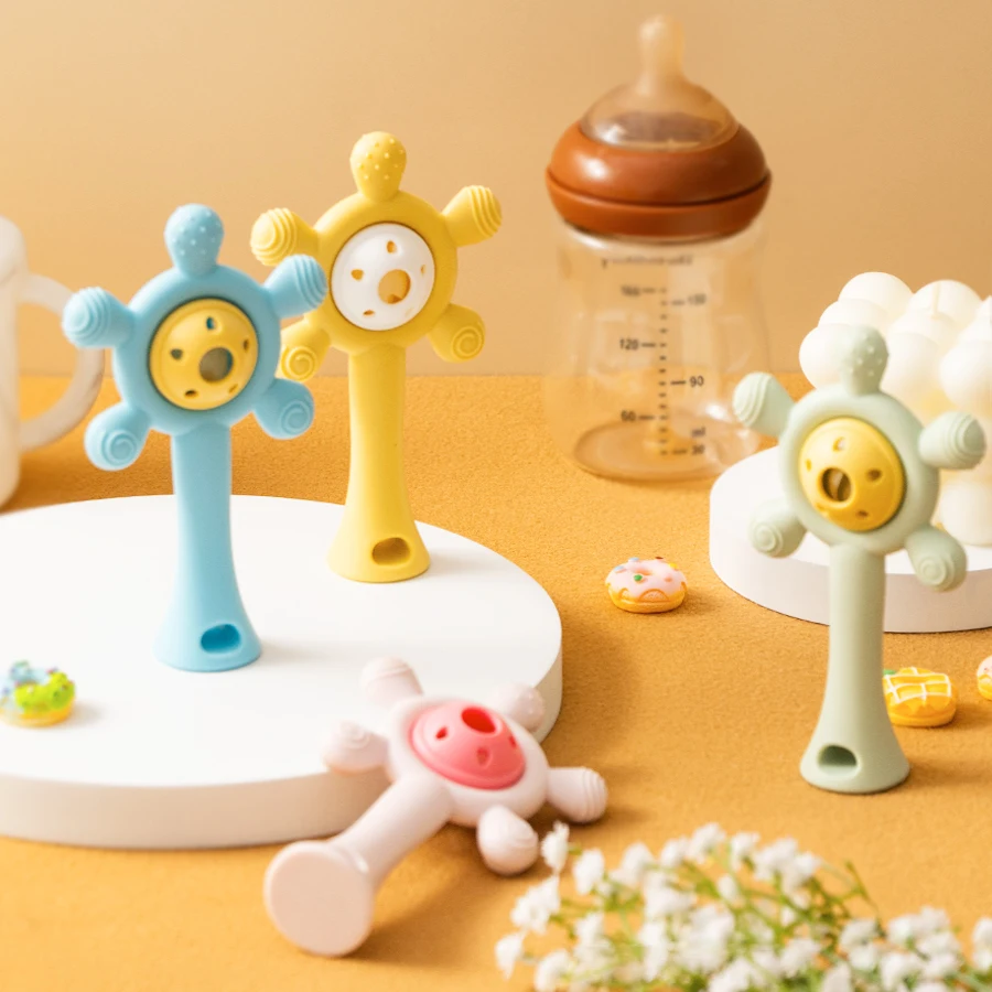 Farbe Kinder Silikon Beißring Spielzeug Baby Rassel Spielzeug Beißring Sensorischen Spielzeug Für Kleinkinder Zahnen Kauen Spielzeug Baby Zubehör