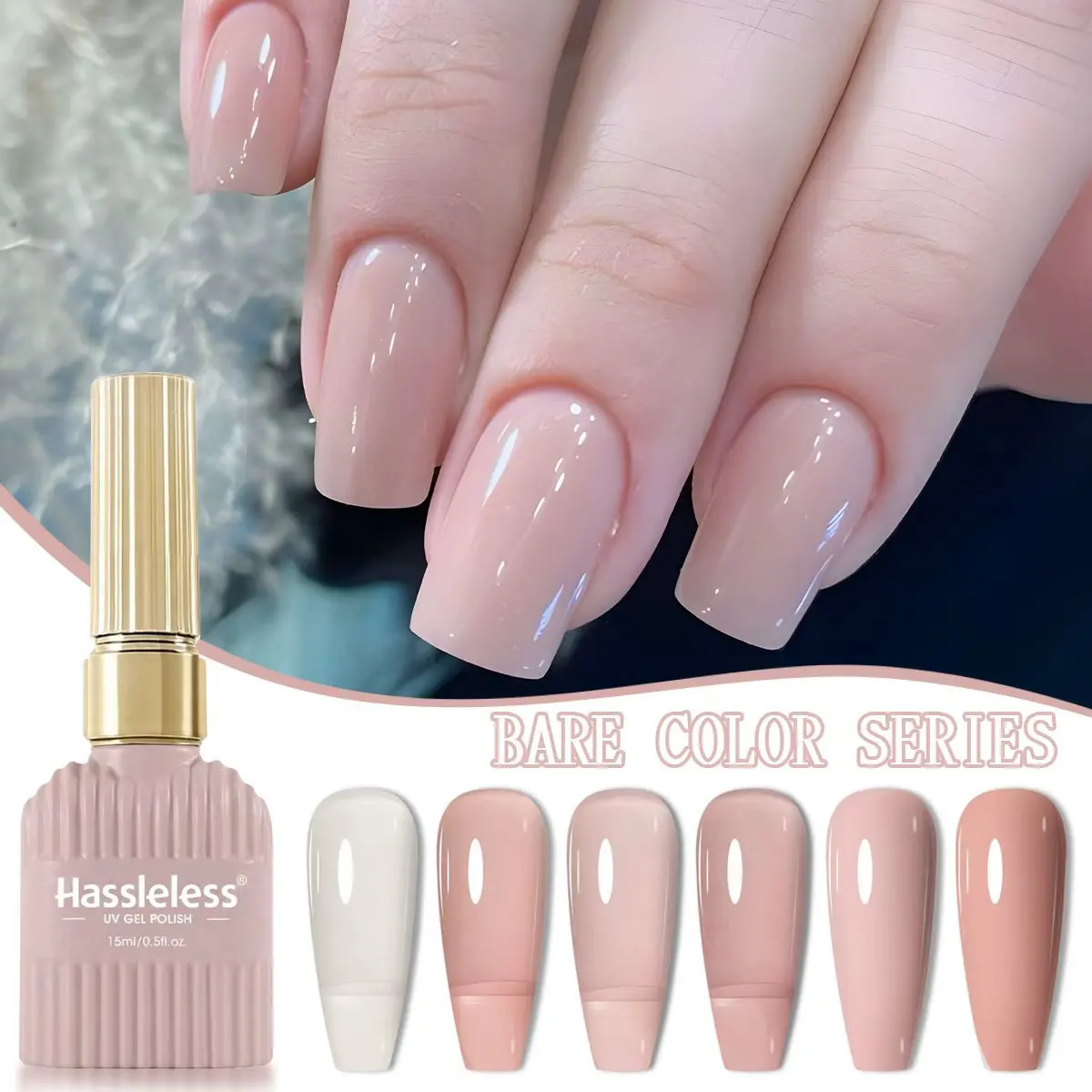Ein 6er-Pack Nude-Gel-Nagellacke, diese LED-gehärteten, semi-permanente Nagellacke zum Dippen sind alkoholfrei und langanhaltend. Image