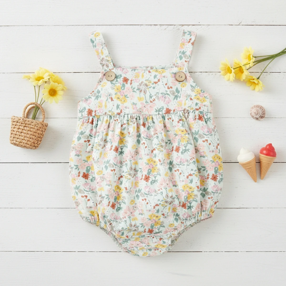 Sanlutoz Blumen-Sommer-Baby-Bodys für Kleinkinder, Mädchen, Prinzessinnen, modische Kleidung Image