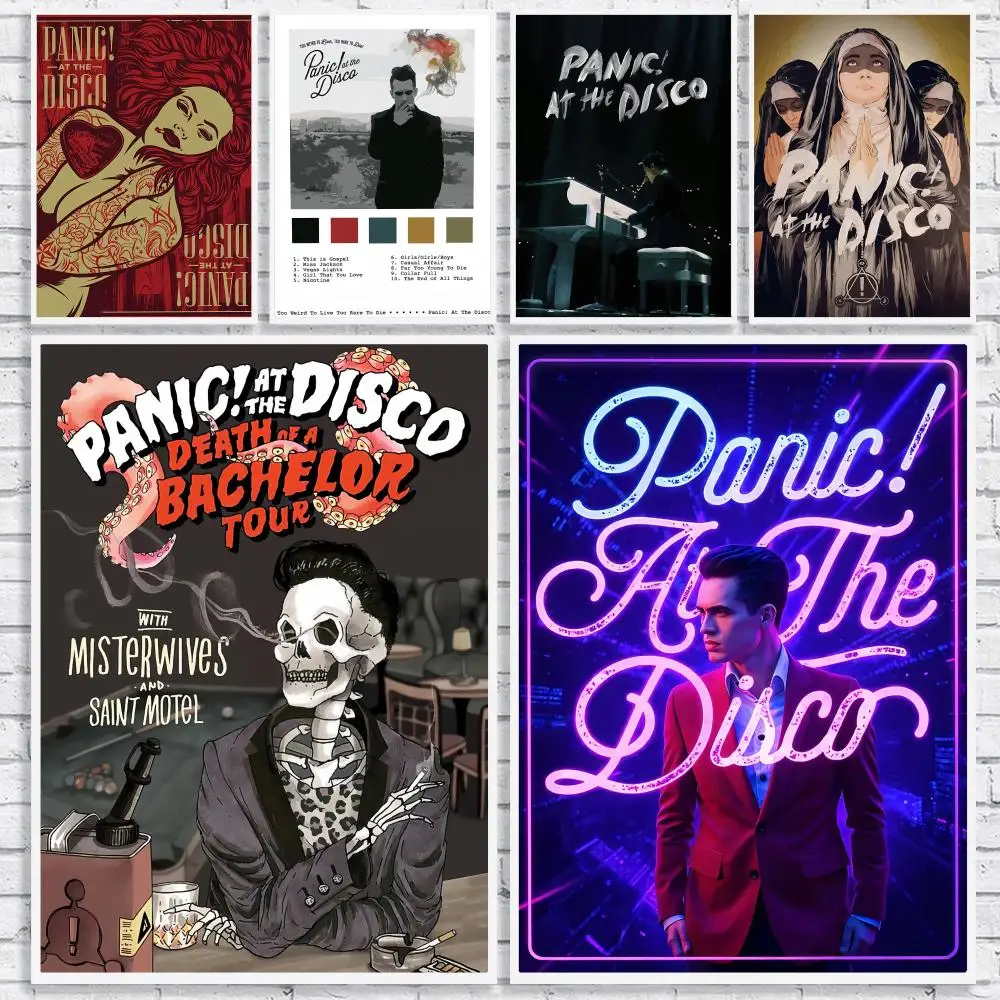Rock Band P-panic at the Disco Poster, vielseitige, wasserfeste HD-Wandkunst, selbstklebende Dekoration für jeden Raum, ideales Geschenk Image
