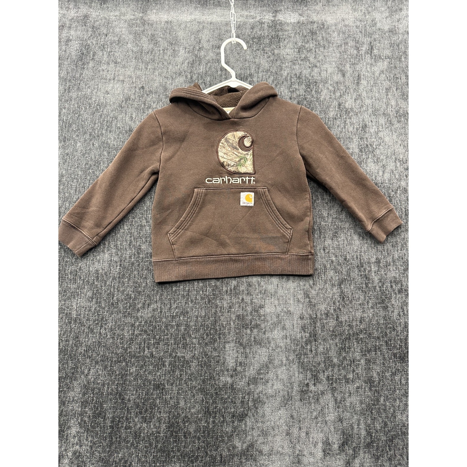 Carhartt Shirts & Tops | Carhartt Hoodie Boys 6 Brown Embroidered Logo Fleece Lined Ribbed Warm Wear | Color: Brown | Size: 6b