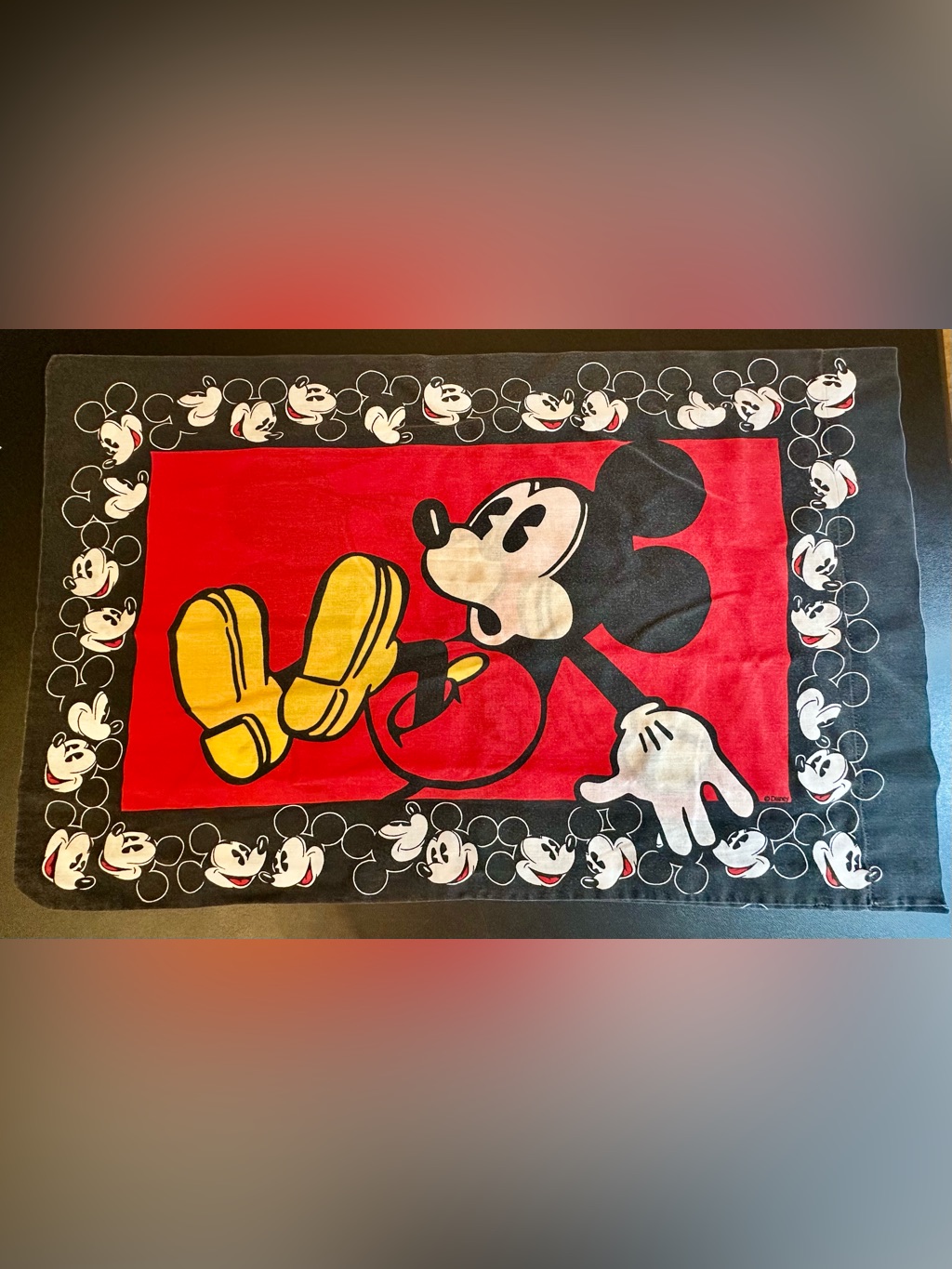Disney Bedding | Vintage Disney Mickey Mouse Standard Pillowcase Single Red Black Bedding | Color: Black/Red | Size: King