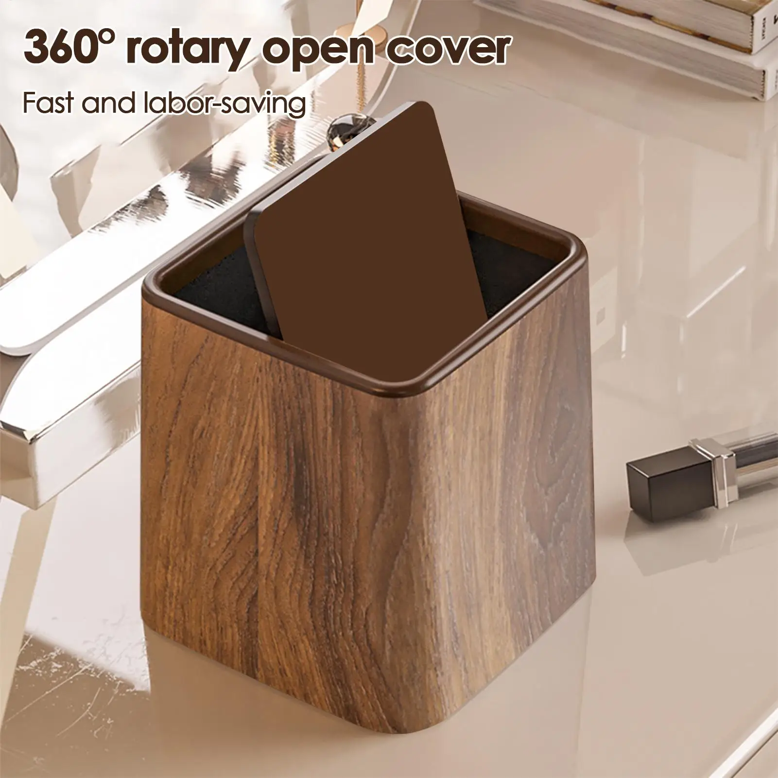 Kleiner Schreibtisch-Mülleimer mit Deckel, Mini-Abfalleimer, platzsparende Desktop-Aufbewahrung für Büro, Schlafzimmer, Wohnheim, Kinderzimmer, Küche, Badezimmer
