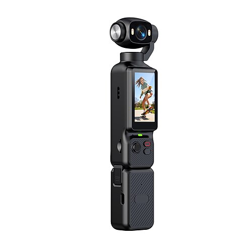 4K-Handkamera mit Gimbal, kompakte Vlogging-Kamera mit 180° drehbarem Objektiv und HD-Touchscreen Kompakte Laufkamera mit Gesichtserkennung, intelligenter Stabilisierung für YouTube, TikTok, Reisen