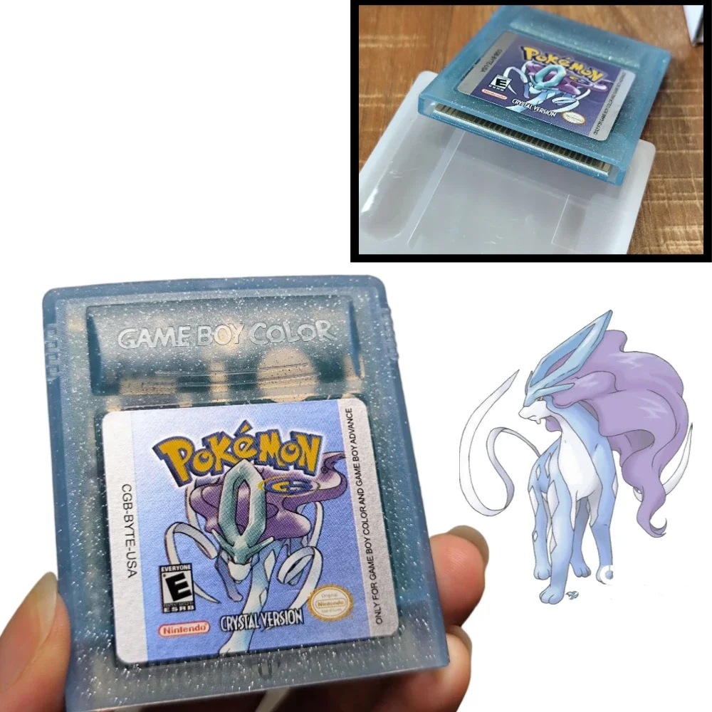 Pokemon Game Card Red Blue Crystal Golden Green Silver Yellow GBC Game Card 16 Bit Video Game Cartridge Console Cards For GB/SP