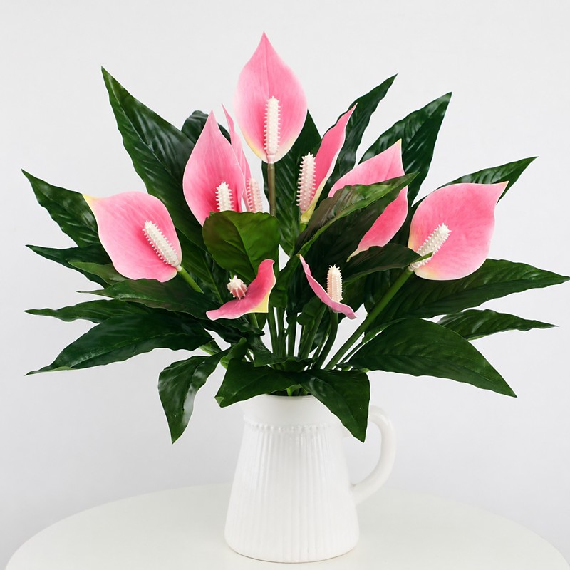 3 Packs Artificial Spathiphyllum Silk Plants 18.5 Faux Peace Lily Anthurium Flower for Wedding Home Garden Decoration