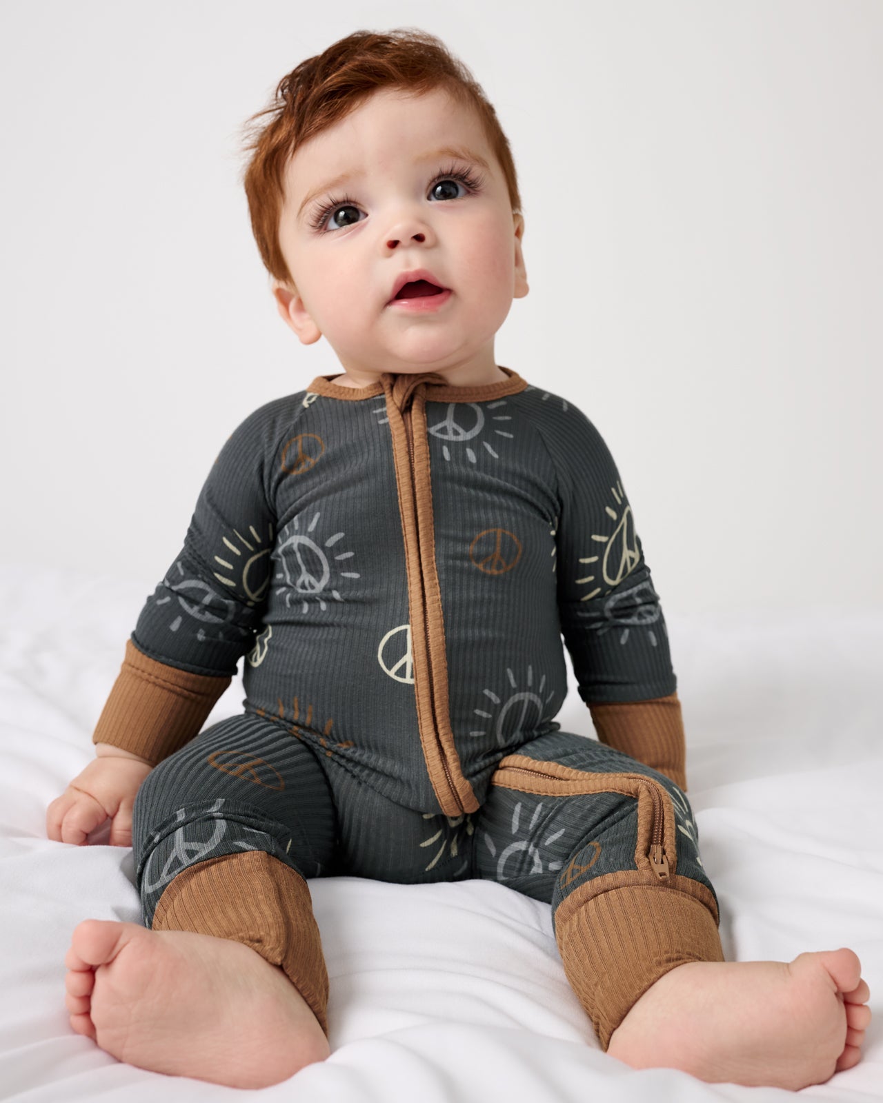 Peace & Love Ribbed Zippy - 0-3 months