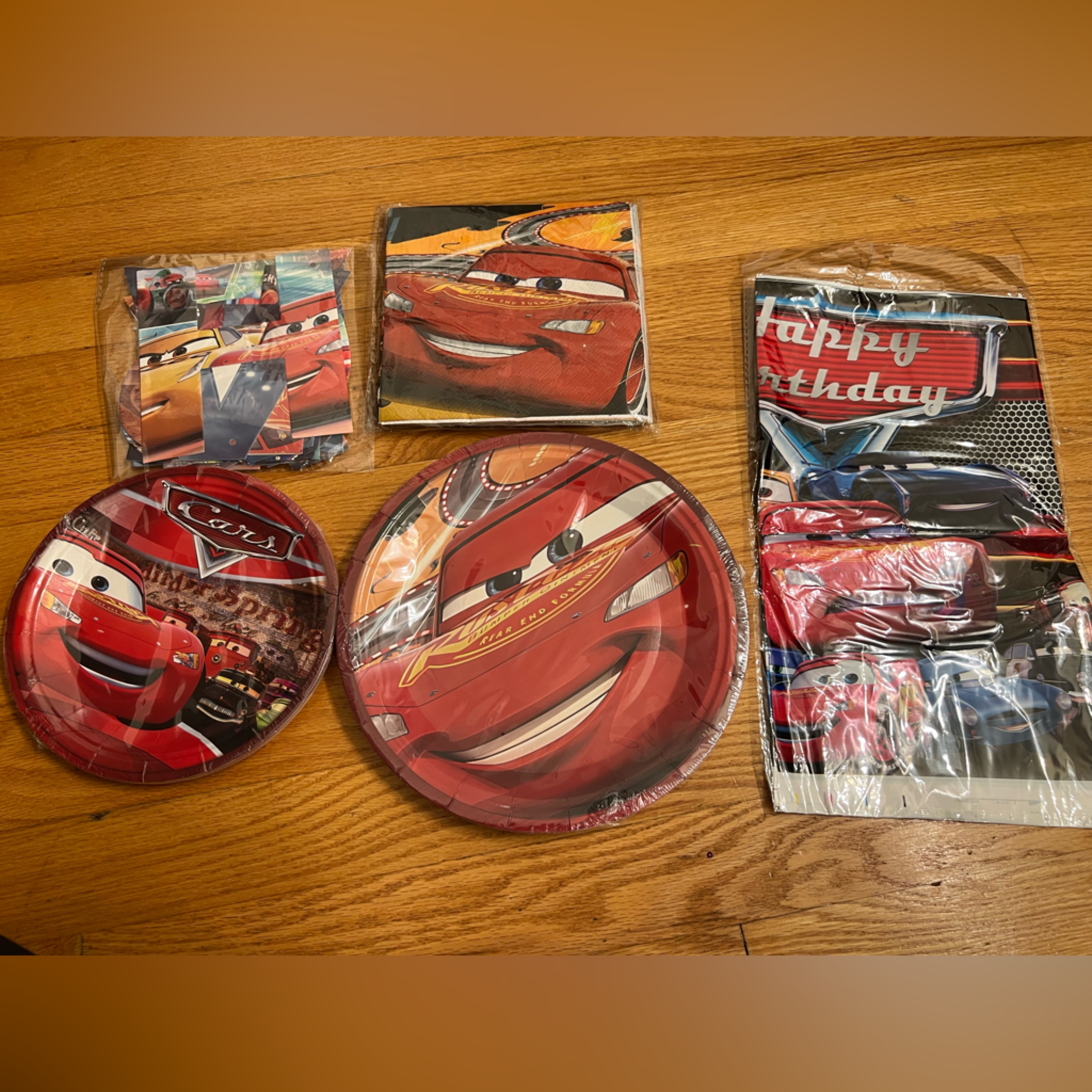 Disney Party Supplies | Disney Cars Disposable Tableware Set - Red And Orange | Color: Red | Size: Os
