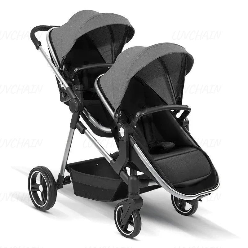 Tragbarer Zwillingskinderwagen, 2-in-1 Faltbarer Kinderwagen, Doppelkinderwagen, Leicht und Stoßdämpfend, EU-Lagerbestand