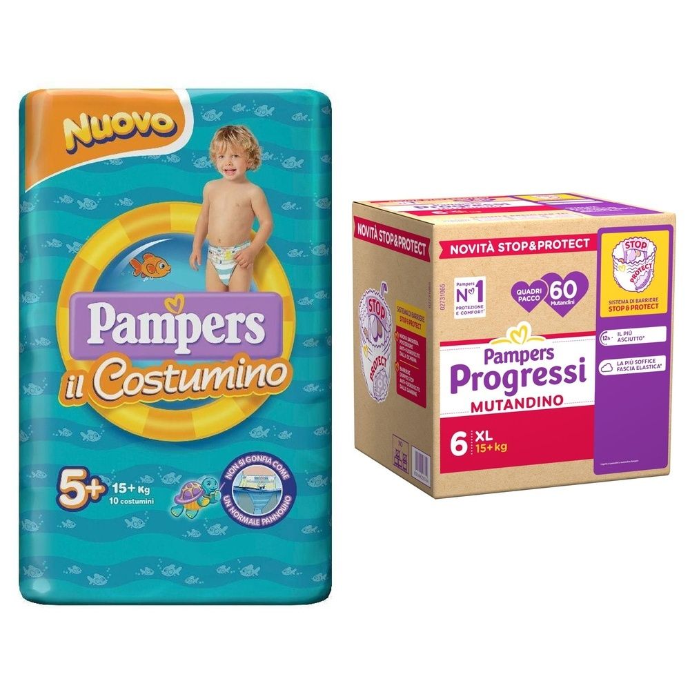 Pampers Quadri Progressi Mutandino XL 15+ Kg + Il Costumino 5+ 1 St