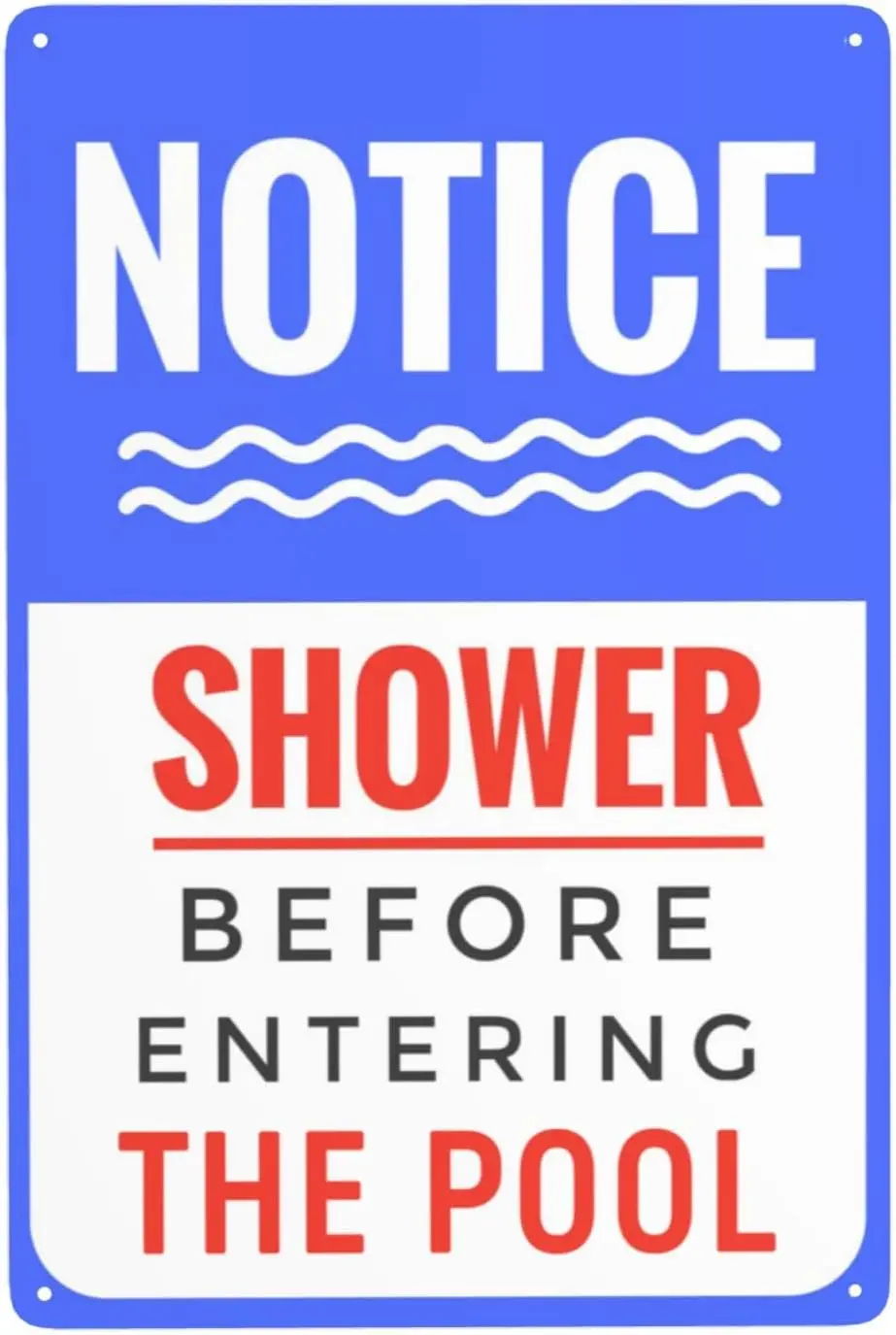 Panneaux de règles pour piscine en extérieur, Douche avant d'entrer dans la piscine, Panneau d'avis en métal pour piscine, Panneau de sécurité pour piscine et parc aquatique