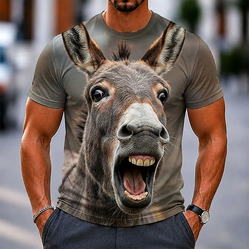 Men's Animal Dog T Shirt Short Sleeve T shirt 3D Print Crew Neck Shirt Funny Casual Daily Street Dark Gray Gray Summer Spring Clothing Apparel S M L XL 2XL 3XL