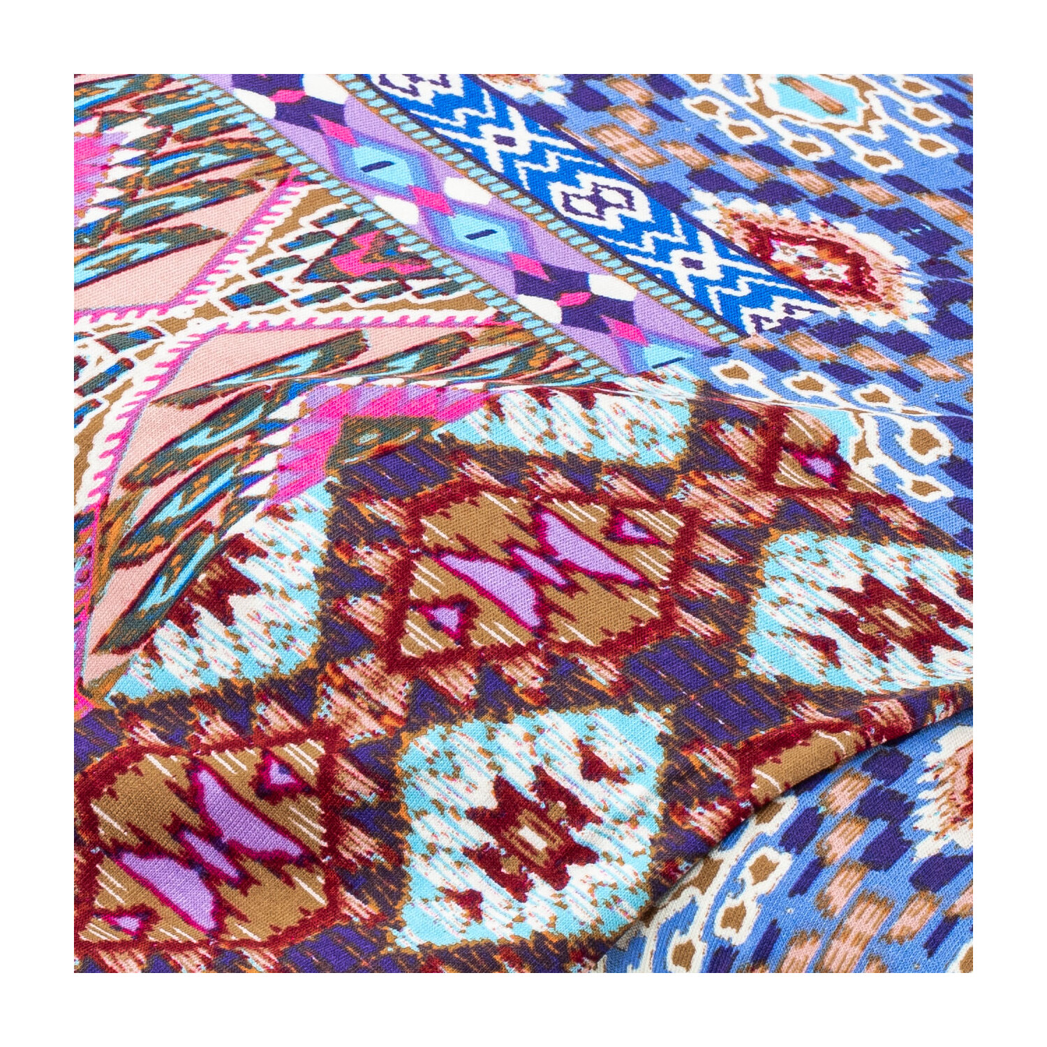 Viskose-Jersey Ethno, rosa/blau