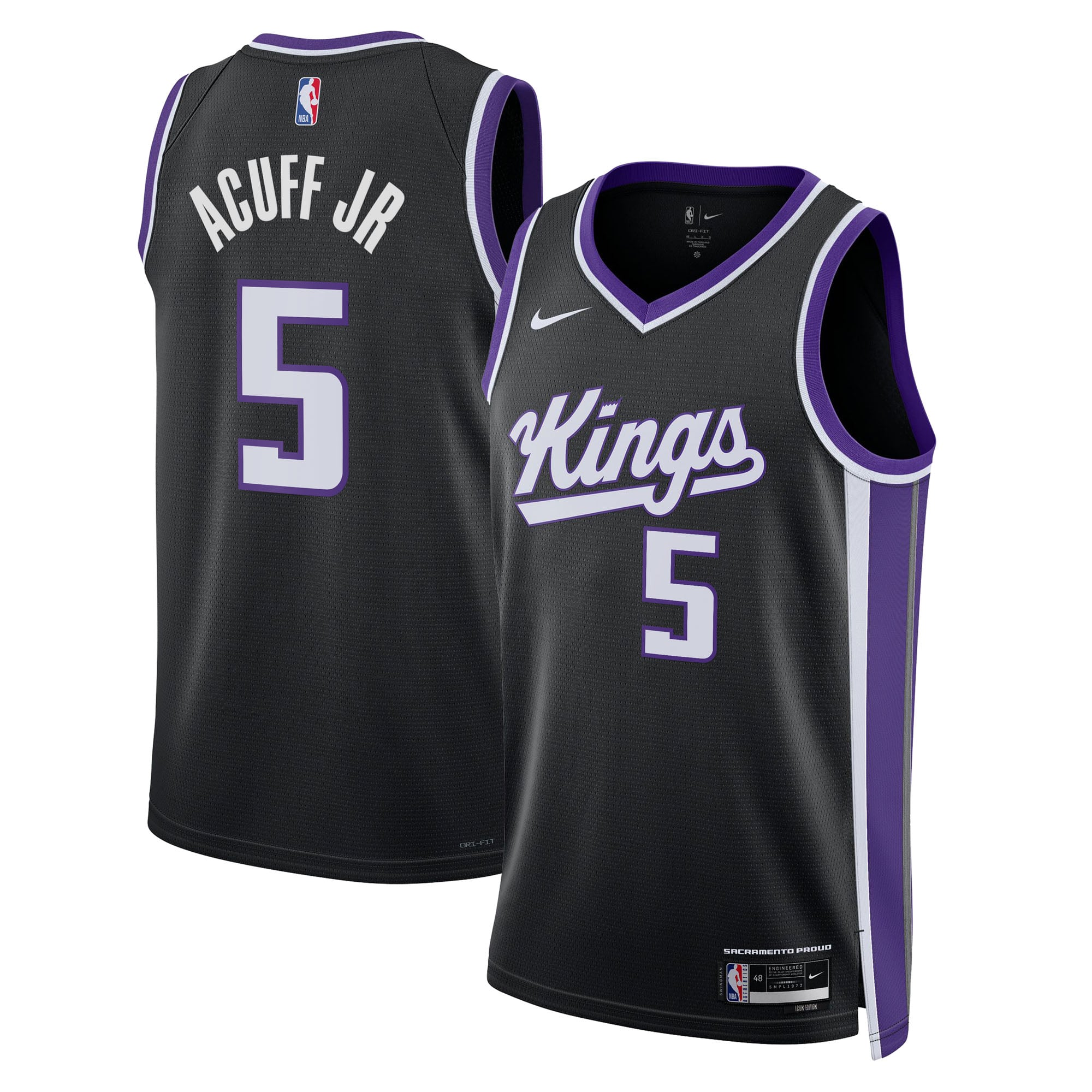 Maillot Nike Icon Swingman Sacramento Kings - Noir - Darius Acuff Jr. - Unisexe - Homme Taille: S