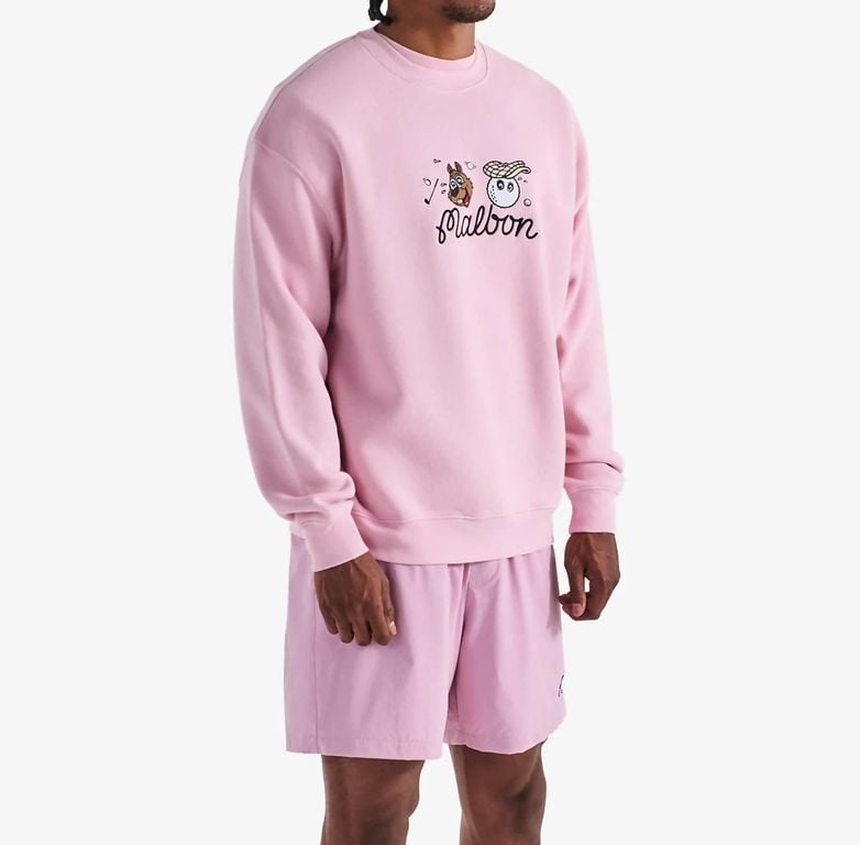 Two Scramble Crew Fleece Sweatshirt - Pink - Malbon Golf Sweats