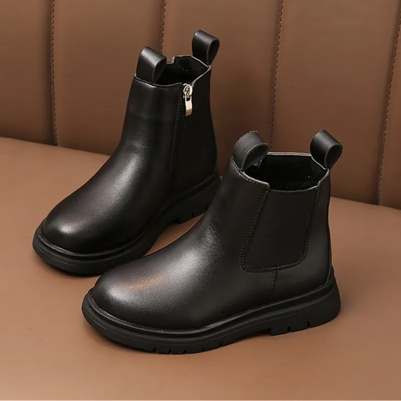 Größe 27-37 Kinder PU Lederstiefel Warme Herbst Winter Kinderschuhe Prinzessin Mädchen Anti Slip Fußwärmer Schneestiefel