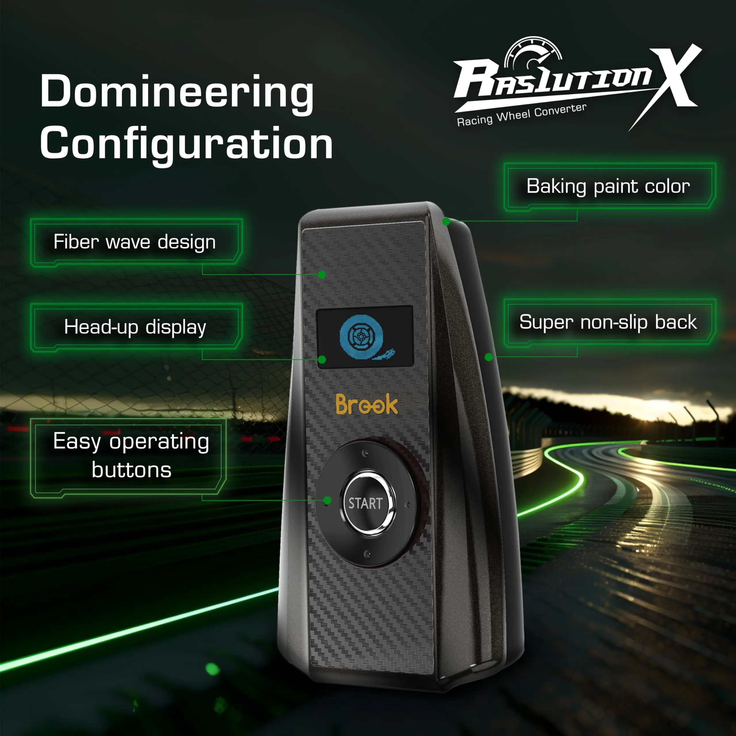 Brook Ras1ution X - Racing Wheel Converter Supported Force Feedback & App Control , Xbox 1, for Xbox 360 60+ Steering Wheels