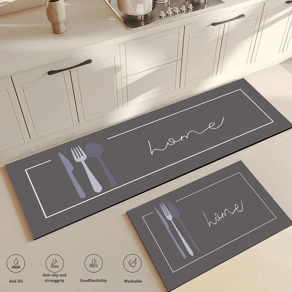 Luxury Anti Fatigue Kitchen Runner Mat Waterproof Kitchen Floor Mat With Non Slip Washable Design home Cutlery 1.31ft X 3.94ft (1pc)