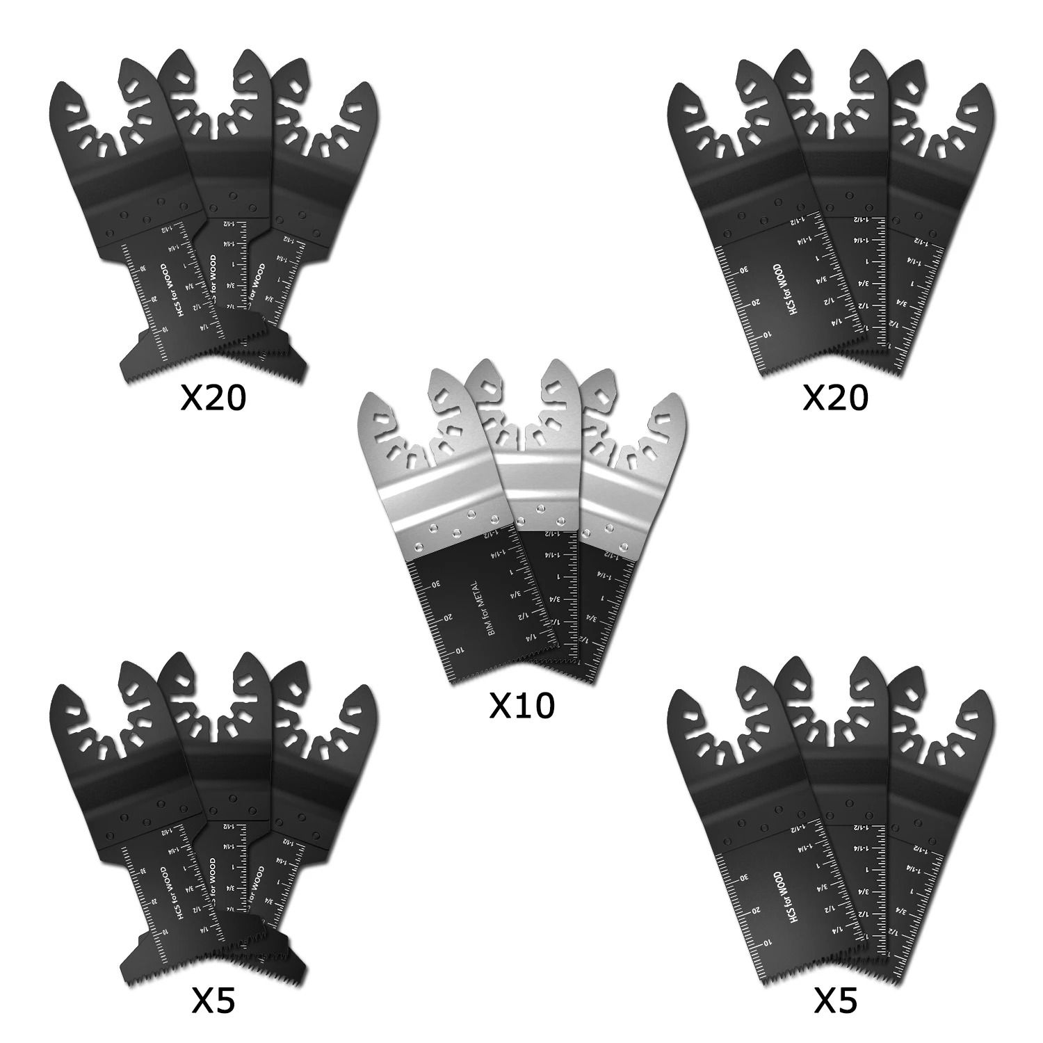 Oscillating Saw Blade Set For Wood Plastic And Soft Metal 60 Pcs