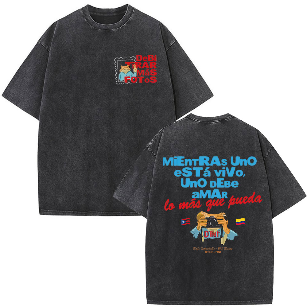 Bad Bunny Vintage Washed T Shirt Oversized Hip Hop Streetwear Merch For Men, Women & Couples 1 s