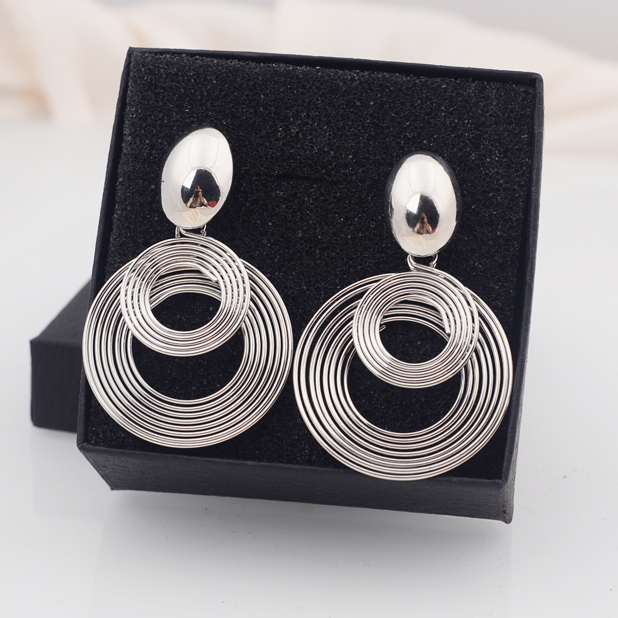 Elegant Spiral Dangle Earrings Double Circle Drop Earrings For Women In Gold Or Silver b