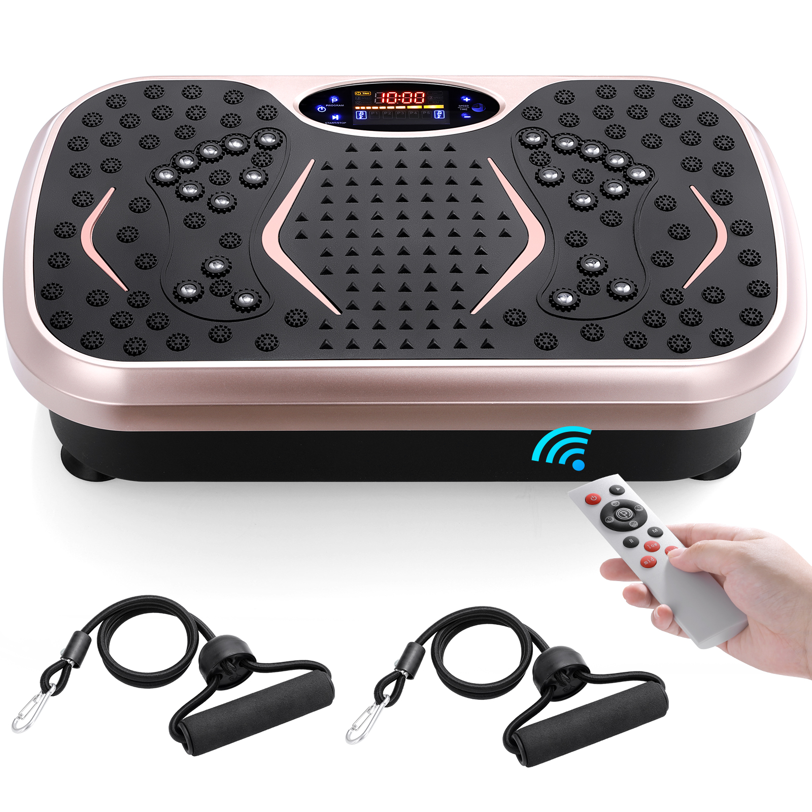 Vibration Plate Exercise Machine With Loop Bands For Full Body Home Workouts chocolate