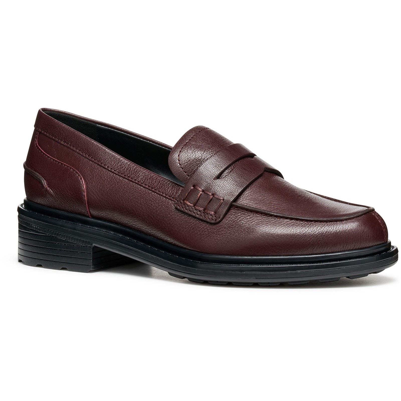 Geox D Walk Pleasure F Leder Damen Wein Mokassins Schuhe