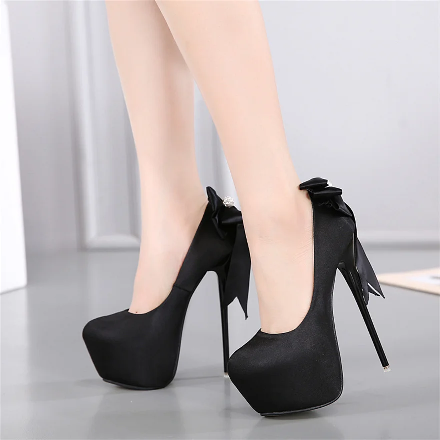 High Heels Wasserdichte Plattform Schlanke Einzelne Schuhe Bogen 16 cm Super High Heels Schlanke Heels Plus Größe Runde Kopf Sexy frauen Schuhe