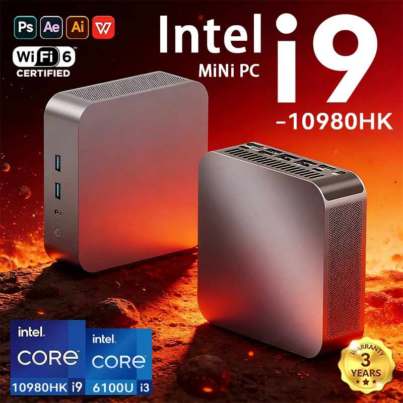 Mini Gaming PC Intel Core i9 10980HK i3 6100U Windows 11 Computer Portable 16GB 32GB RAM 1TB SSD Office Desktop PC WiFi6 BT5.2