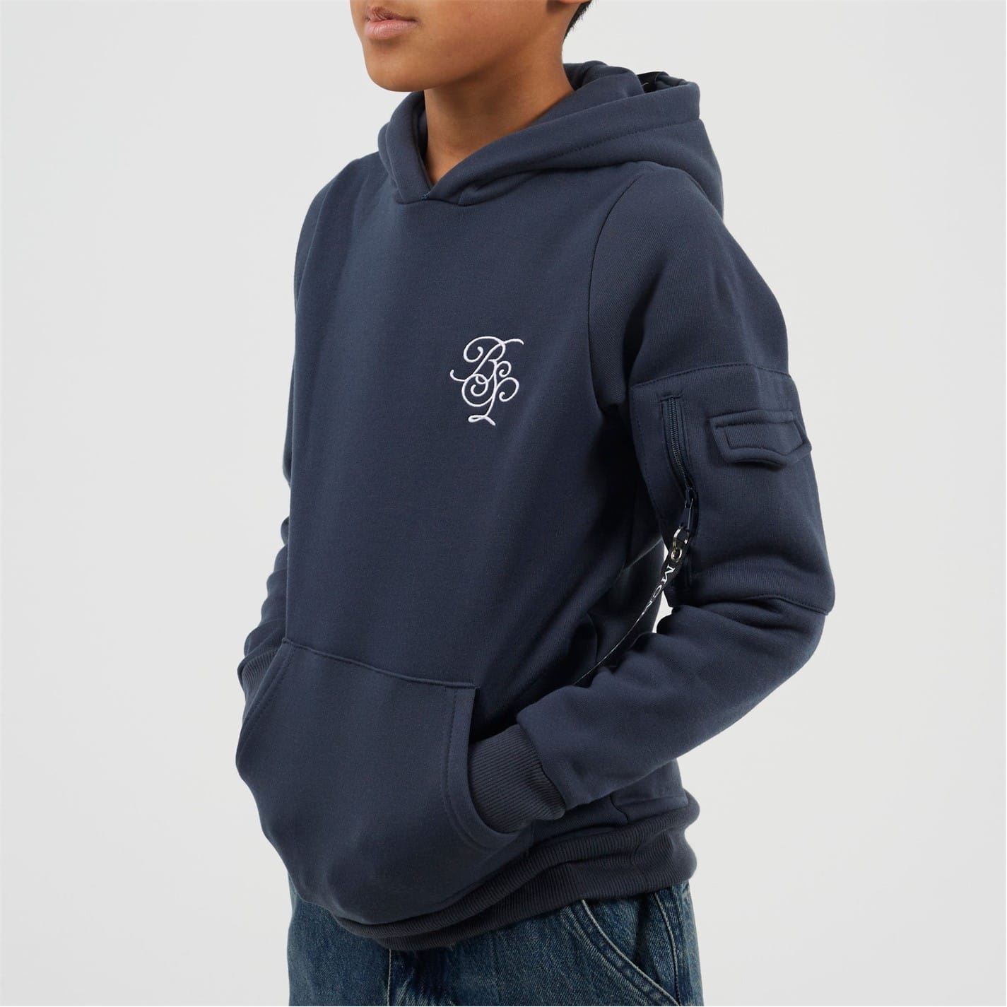 Brave Soul Boys Hooded Neck Long Sleeve Sweatshirt With Pockets in Blue/white - Size 10Y | Brave Soul Sale | Discount Designer Brands