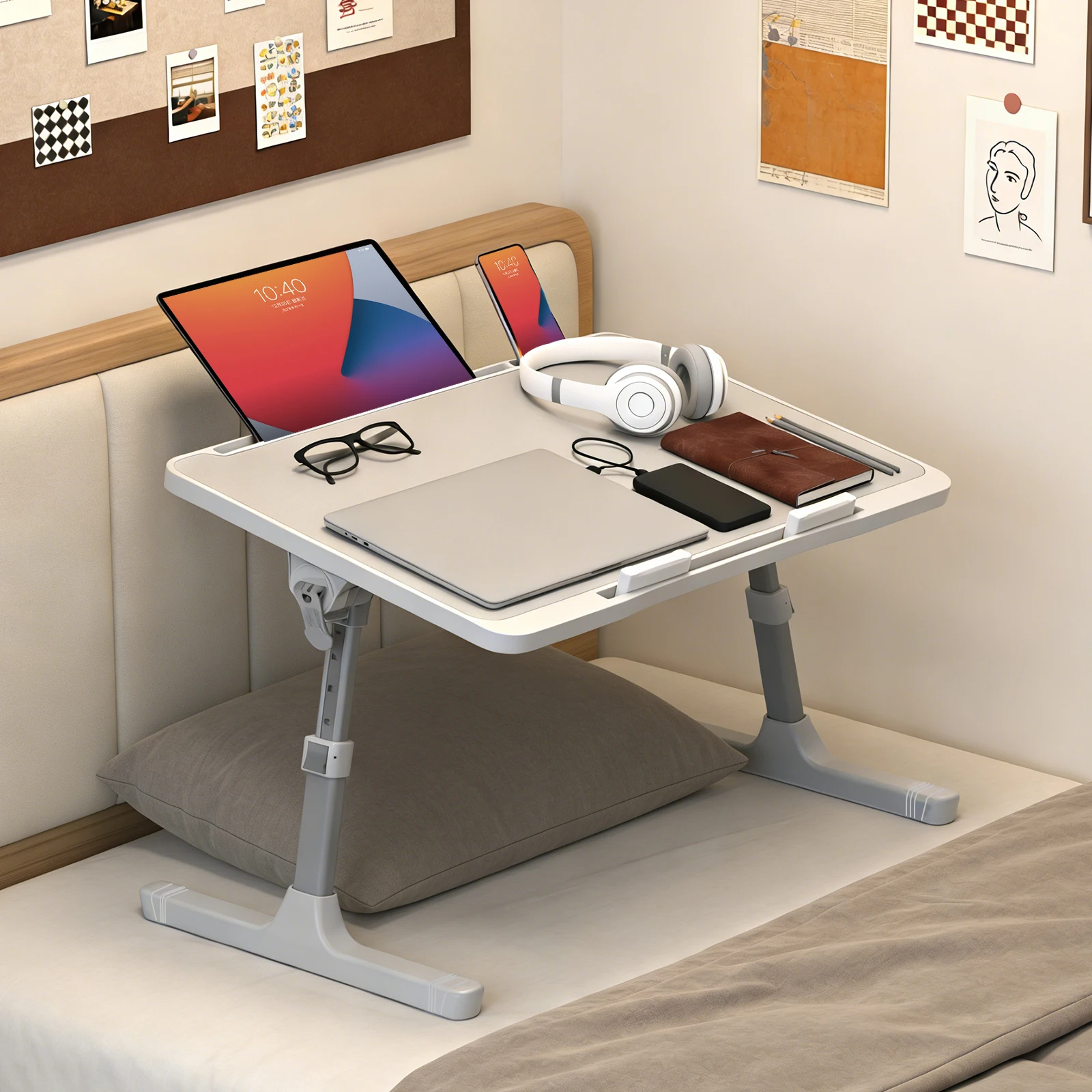 Mini Klappbarer Laptop-Tisch, Höhenverstellbarer Laptop-Steh-Schreibtisch für Bett und Sofa, Tragbarer Klapptisch für Zuhause und Büro