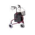 Days Tri Wheel 3-Wheel Walker with Breaks, Foot Rest and Basket, Mobility and Support Aid for Elderly, Disabled and Handicapped Users, Ruby