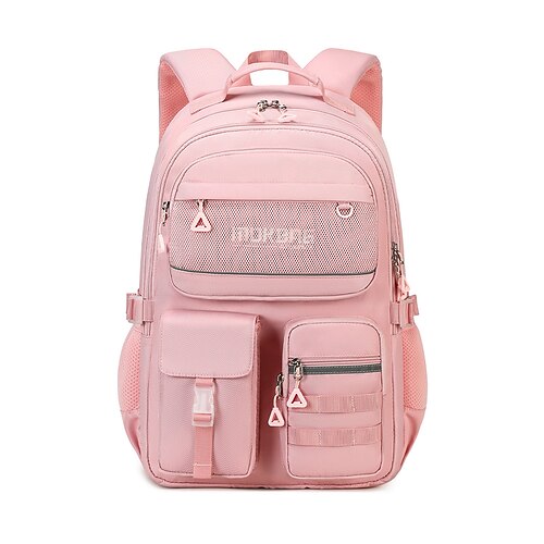 zaino per bambini, nero Zaino scolastico rosa in poliestere resistente all'acqua con tracolla, zaino multi-scomparto di grande capacità per il ritorno a scuola, i viaggi, le elementari scuola media