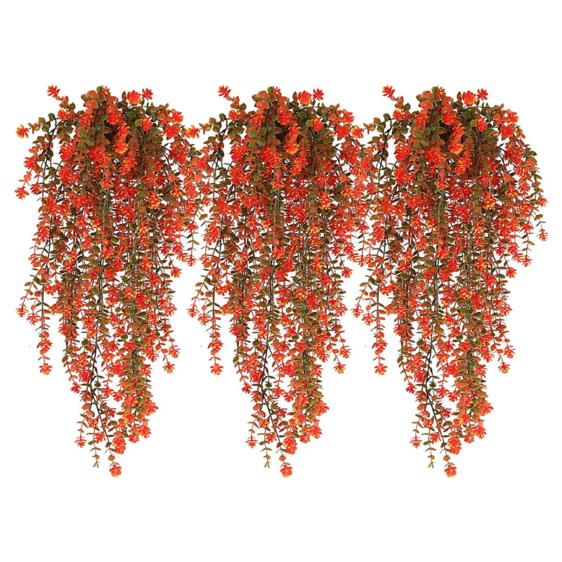 6 Pcs Fall Artificial Hanging Plants Artificial Fall Flowers Faux Autumn Plants Faux Hanging Plants Artificial Plants Fake Plants for for Thanksgiving Indoor Outdoor House Wedding Garden Party