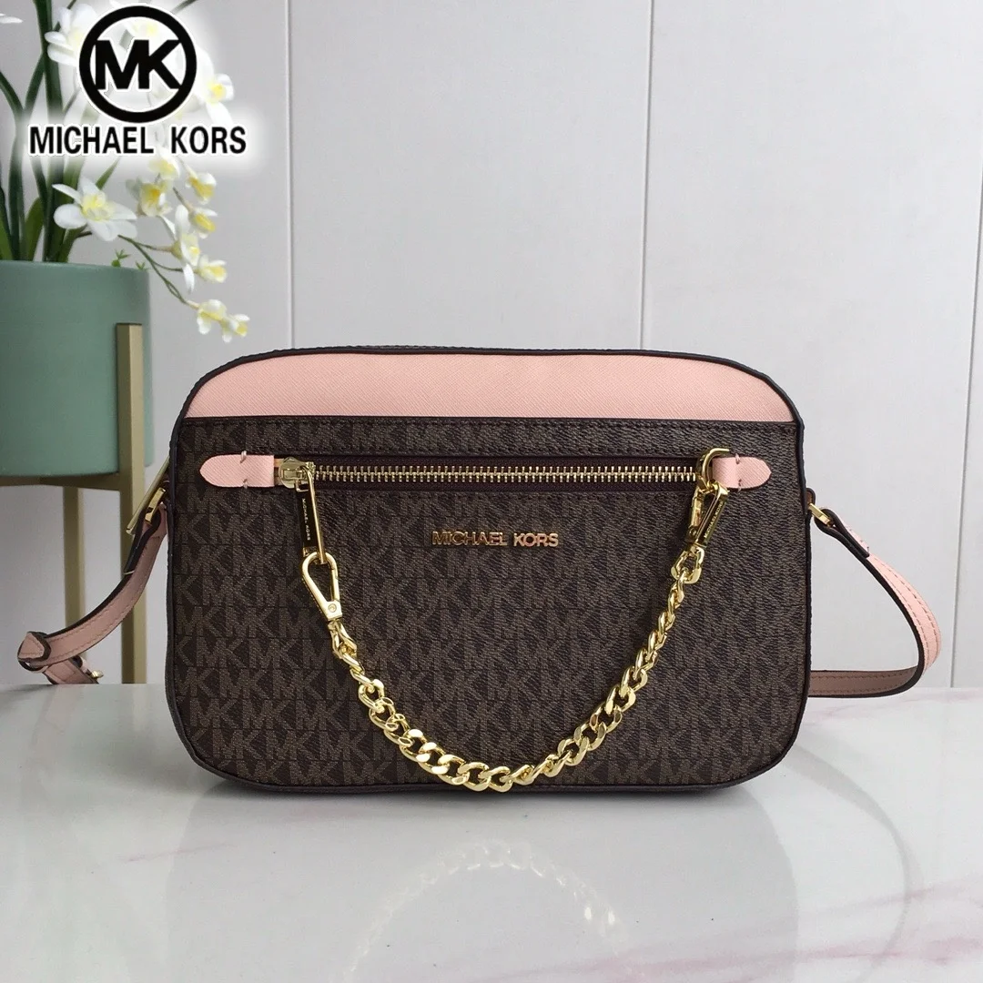 Michael Kors Damen-Umhängetasche aus hochwertigem Leder, MK klassische Vintage-Kameratasche, lässige, vielseitige Tasche