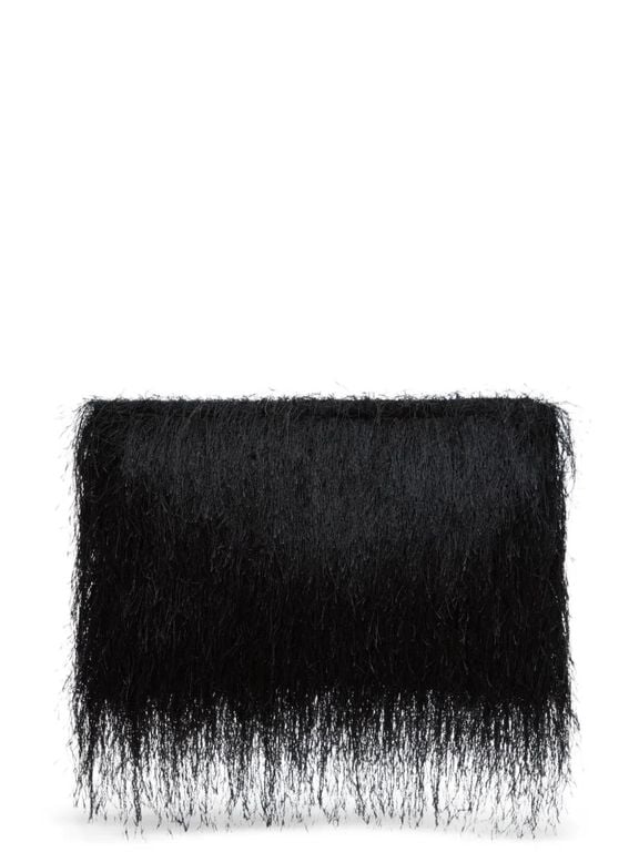 Evano Fringed Rectangular Clutch Bag - Black - Loulou de Saison Clutches
