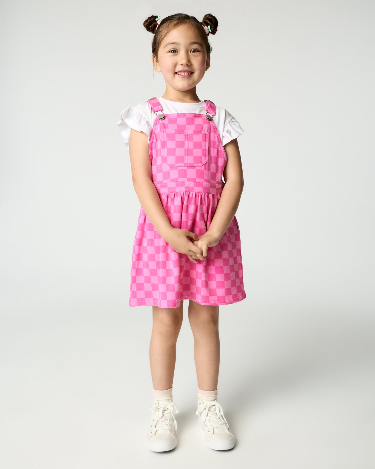 Sweet Raspberry Checks Skirt Overall Dress - 2T