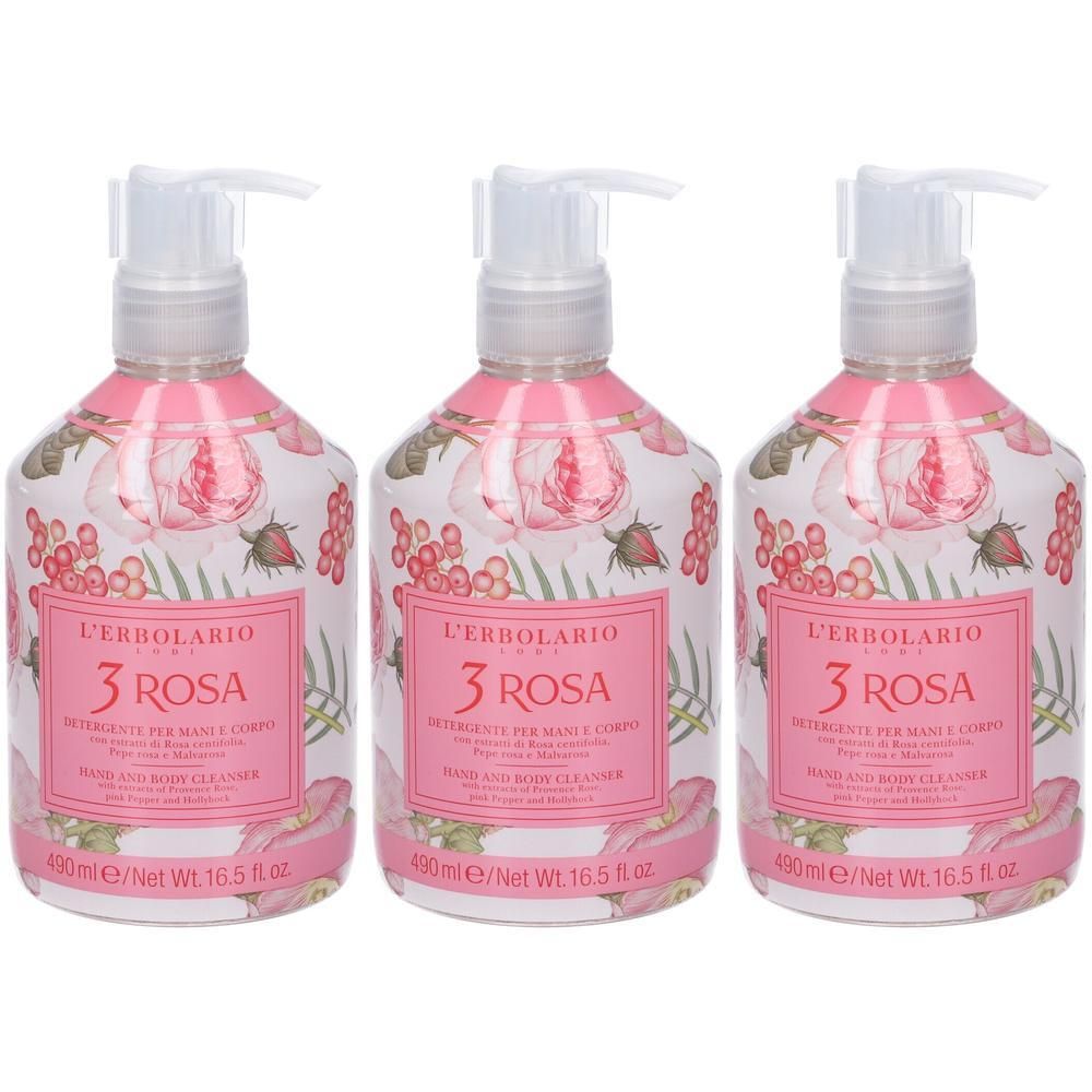 L`Erbolario Detergente Mani e Corpo 3 Rosa 3x490 ml