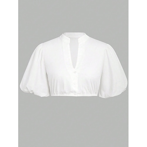 Oktoberfest Blouse Dirndl Pantacourt Col en V Col montant Col mandarin Manches bouffantes Femme de ménage Bavarois Alpin Patrimoine Prairies Femmes Carnaval Fête de la Bière Tissu de style