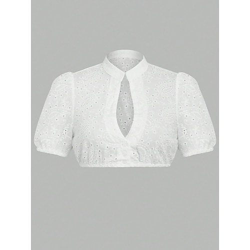 Oktoberfest Blouse Dirndl Dentelle Floral Pantacourt Encolure en trou de serrure Gigot / Ballon Manches courtes Femme de ménage Bavarois Alpin Patrimoine Prairies Femmes Carnaval Fête de la Bière