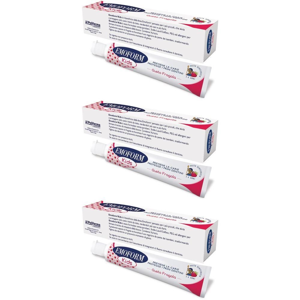 Emoform® Kids gusto fragola 3x50 ml Dentifricio