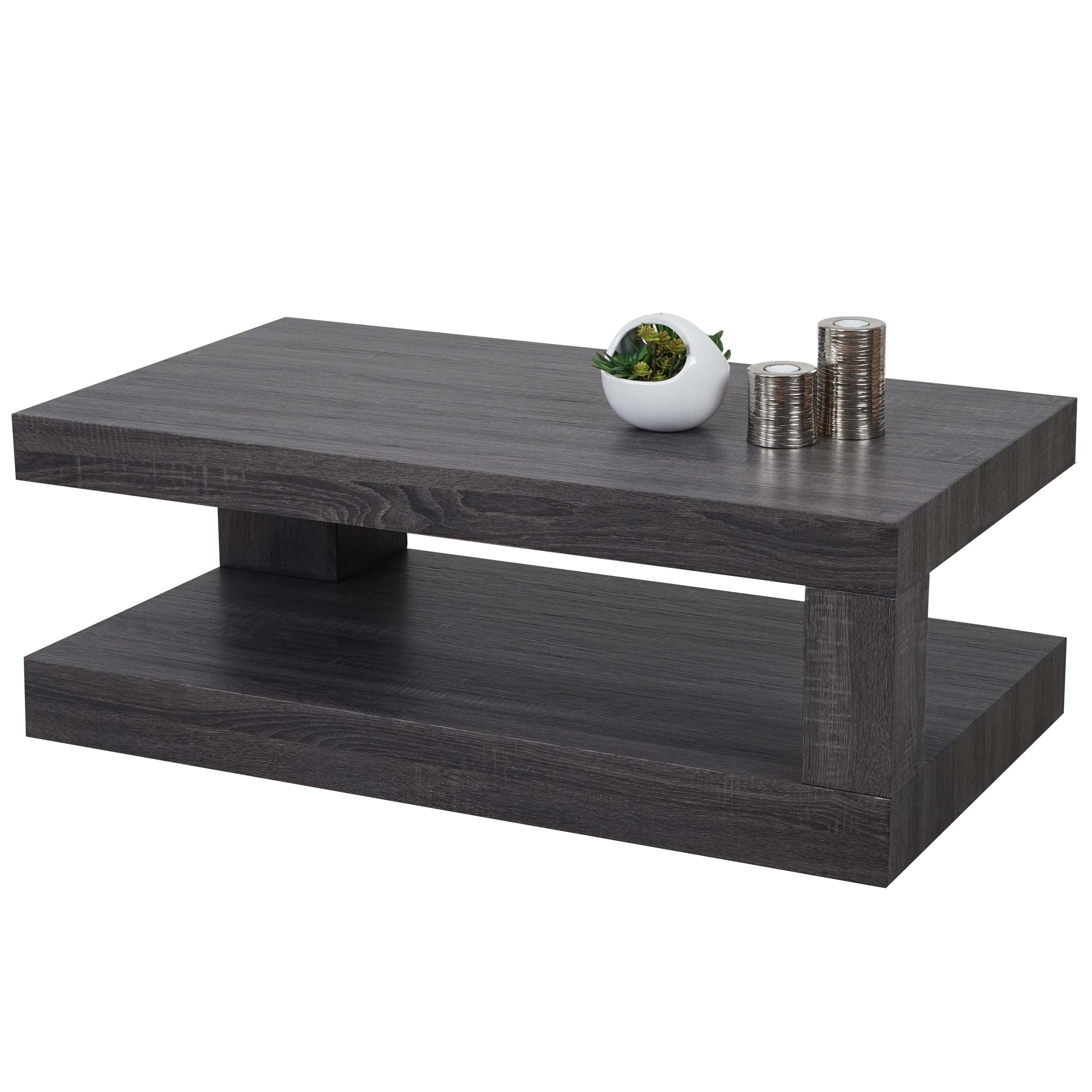 Couchtisch HWC-A32, Wohnzimmertisch, 3D-Struktur, 40x110x60cm MVG-zertifiziert ~ schwarze Eicheoptik